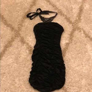 Black dress w jewel necklace attached